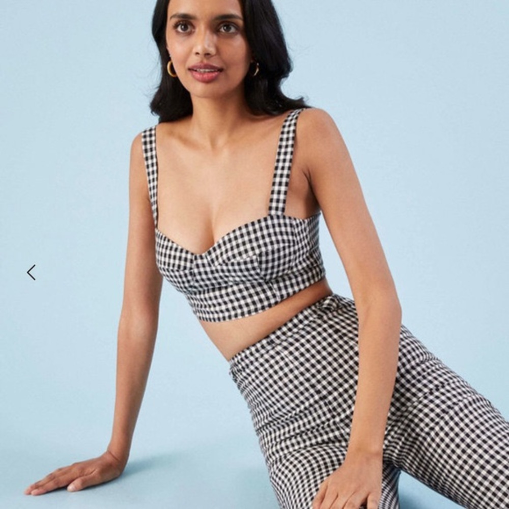 Reformation black white gingham two piece set